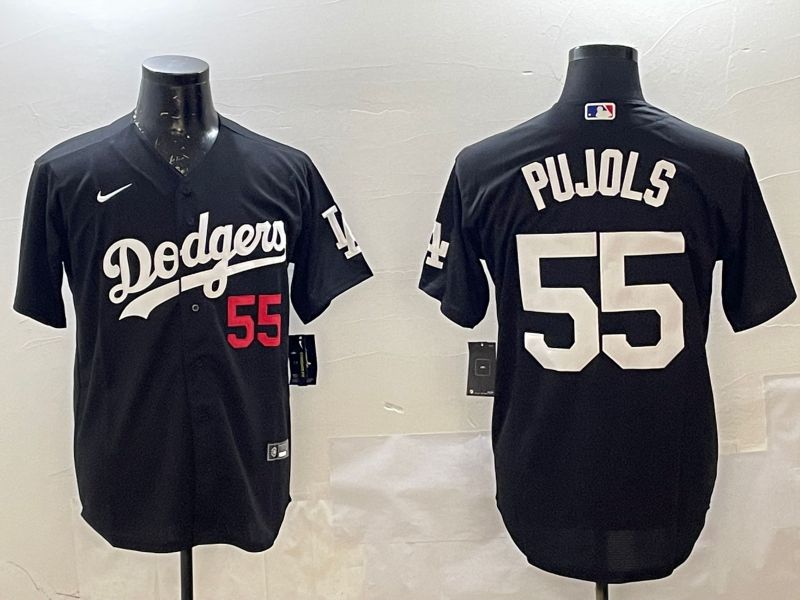 Men Los Angeles Dodgers #55 Pujols Black Game 2025 Nike MLB Jersey style 226